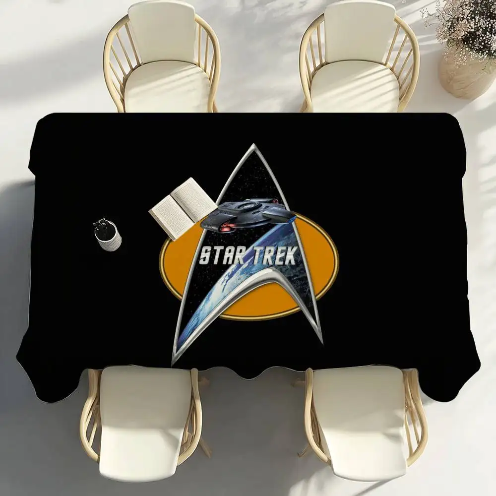 Star T-Trek Ship Movie Tischdecke für Zuhause, Party, Picknick, Esszimmer, Küche, Terrasse, schmutzabweisende Polyester-Tischdecke Image