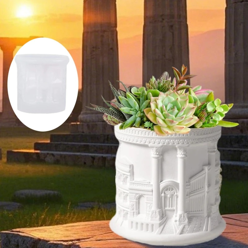 Römische Straße Blumentopf Harz Silikonform römische Palast Pflanze Vase Blumentopf dekorative Form Gipsform Betonform Image