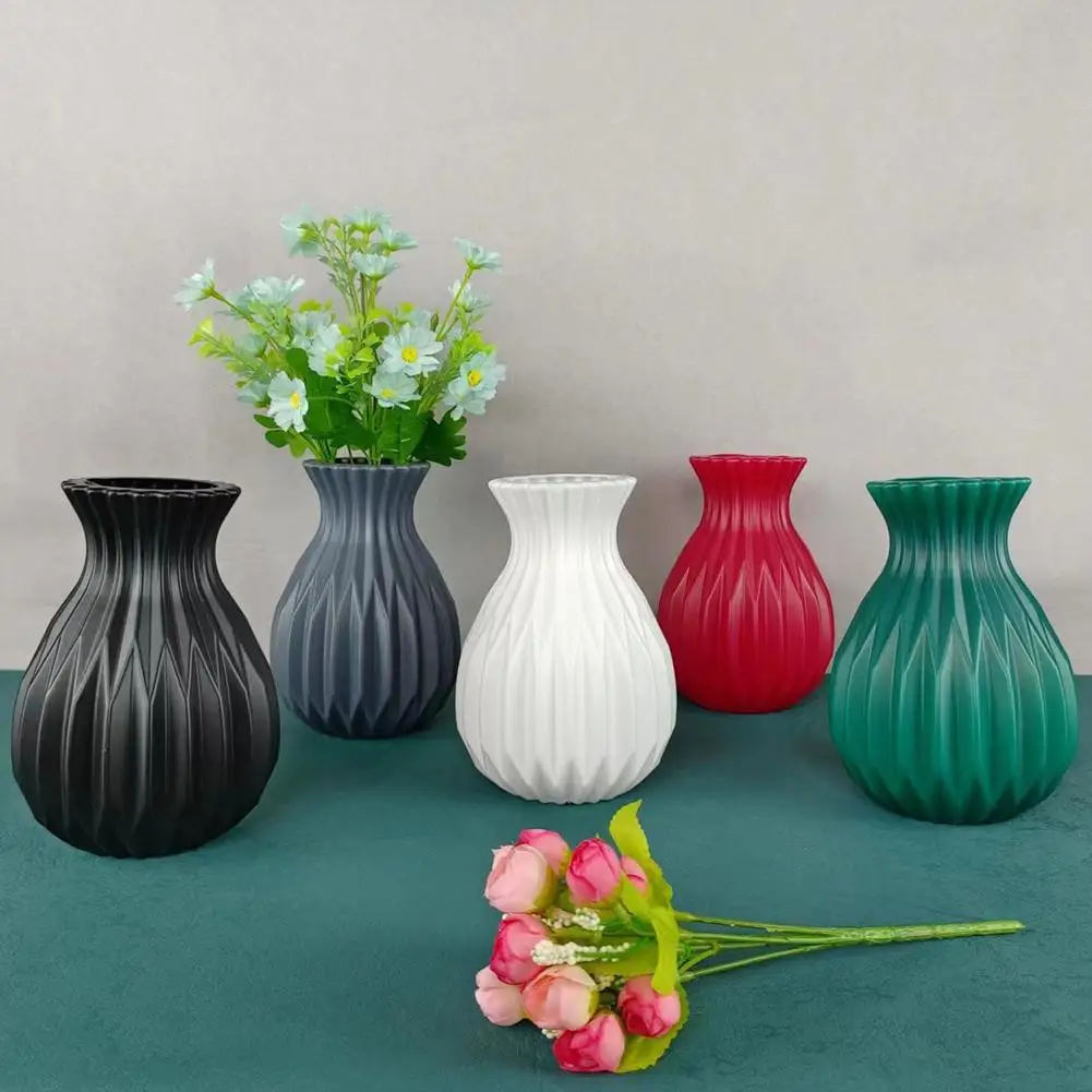 Moderne Blume Vase Weiß Kunststoff Vase Blumentopf Korb Wohnzimmer Hochzeit Hause Blume Zimmer Ornament Nordic Anordnung Decorat A2p5 Image