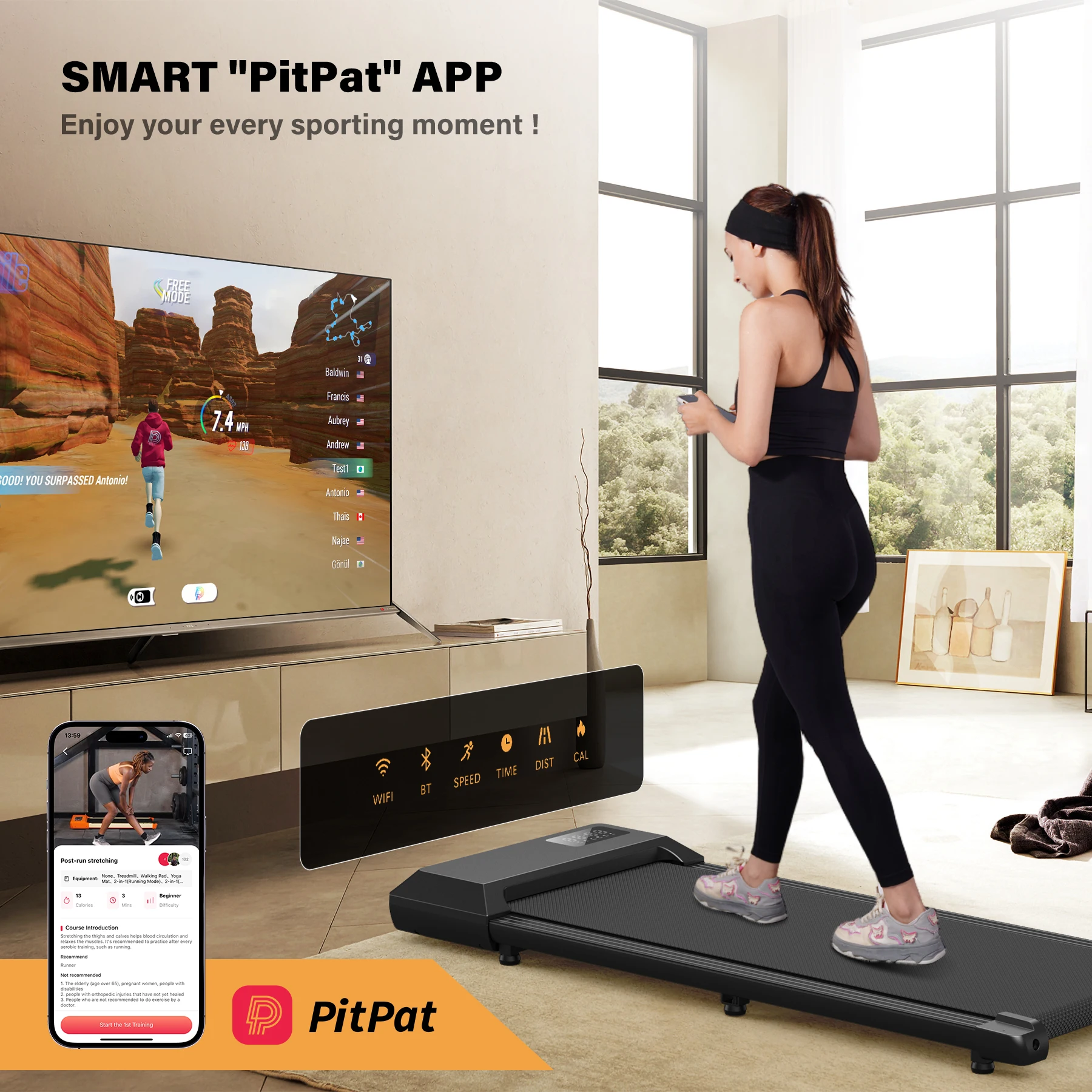 Laufband, 2,5 PS Motor, rutschfeste Stoßdämpfung, Mini-Laufband für Home-Office-Fernbedienungs-Walkingpad Image