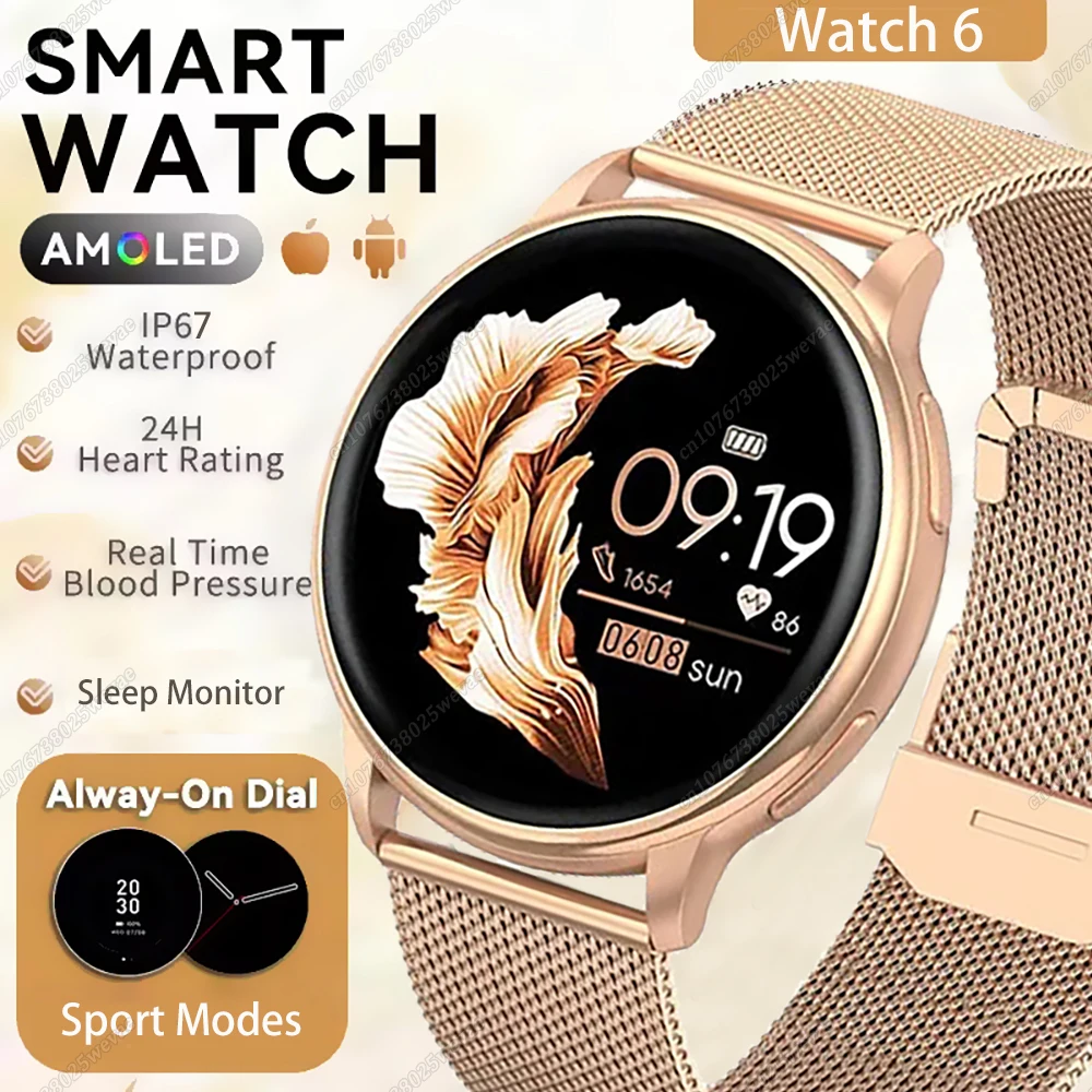 Neue Frauen Bluetooth Anruf Smart Uhr Herzfrequenz Blutdruck Monitor Watch6 Smartwatches Wasserdicht Männer Smartwatch Android IOS Image