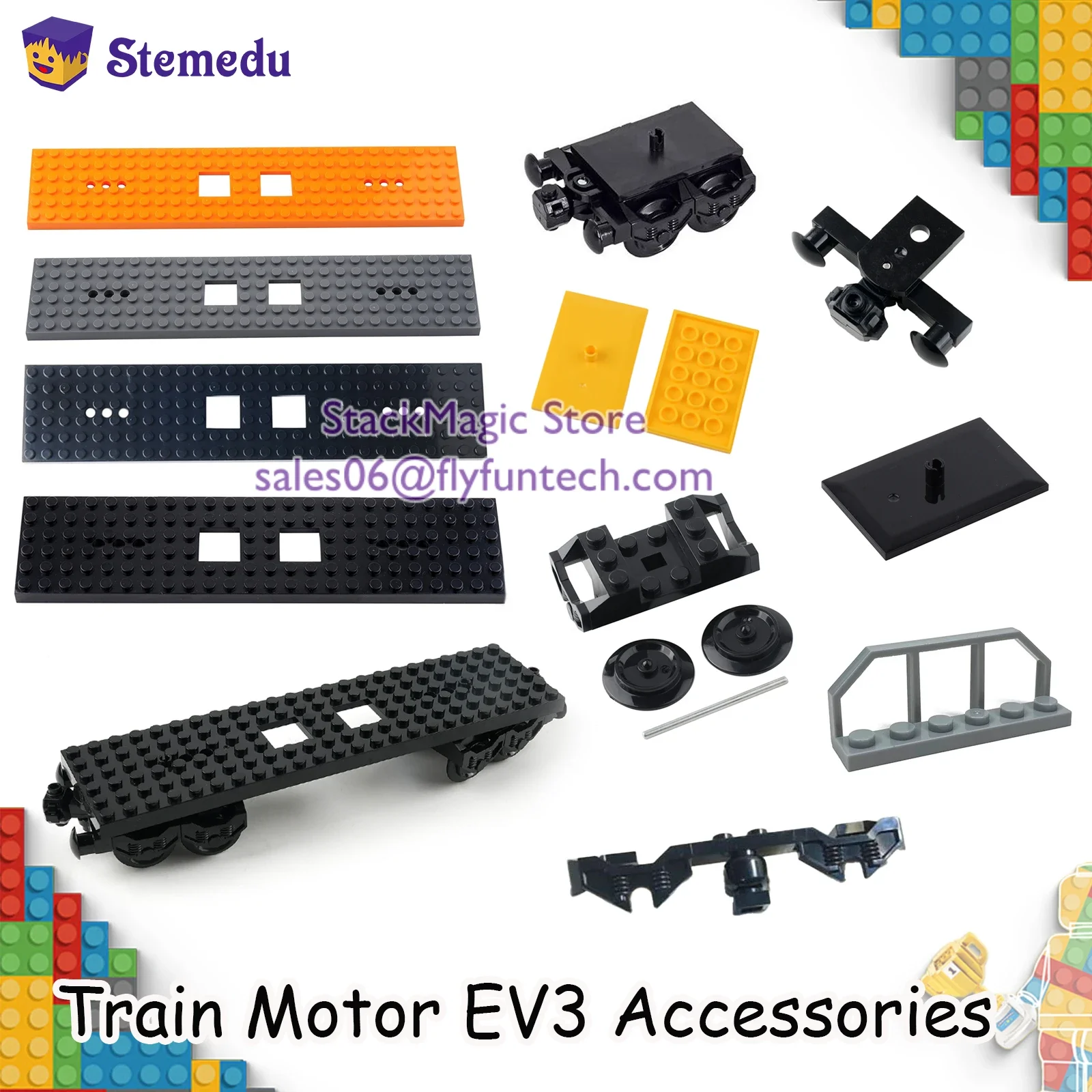 MOC City Train Basis Radketten Obere Grundplatte Bausteine Ziegel Zugmotor EV3 Zubehör DIY für Legoeds 4025 92336 Image