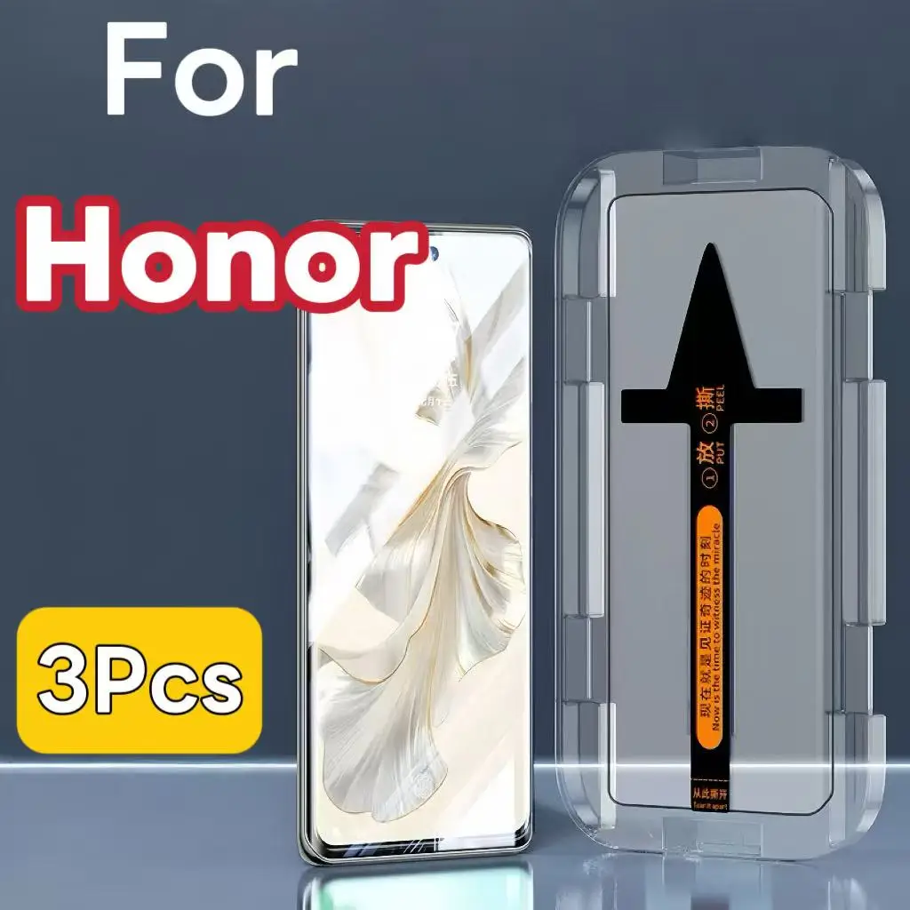 Premium 3-teiliger Displayschutz aus gehärtetem Glas für HONOR Magic 6 5 4 3 Pro Magic6 Magic5 Magic4 Magic3 Blasenfreie Installation HD Image