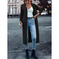 Plus Size 1XL-5XL Cardigan da donna a maniche lunghe aperto sul davanti alla moda Cappotto casual chic senza bottoni in tinta unita