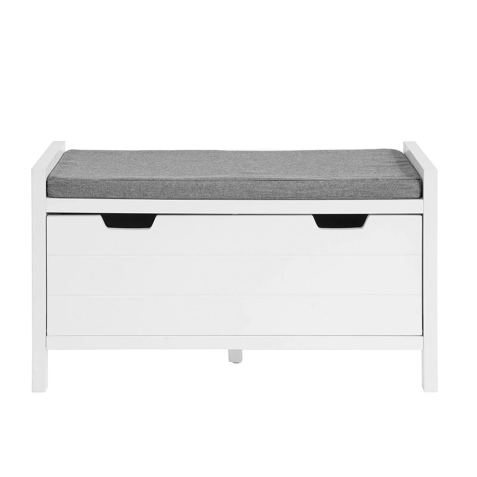 SoBuy FSR97-W Sitzbank mit Sitzkissen Schuhbank mit Stauraum Schuhregal Schuhkipper Truhenbank Sitztruhe mit Klappe