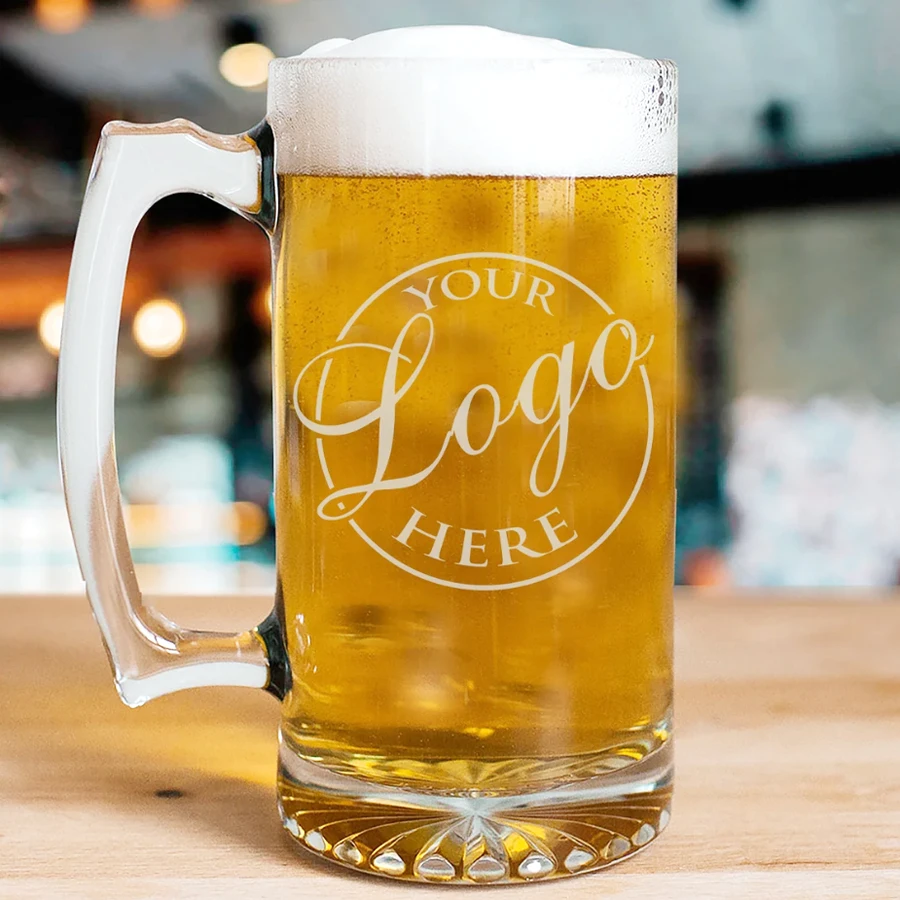 Boccale da birra personalizzato da 500 ml con incisione laser Bicchiere da birra personalizzato con manico per regalo aziendale, fratello, padre, amante, marito