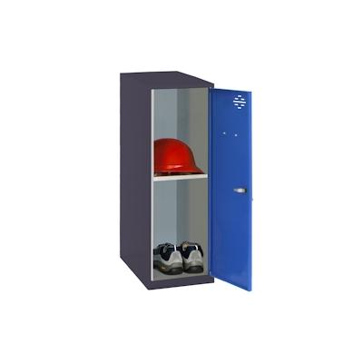 PROREGAL Schließfachschrank AMEGO | HxBxT 91,5x30x50cm | 1x Fachboden | Ohne Standfüße | Blau-Anthrazit | Spind Schließfach Garderobe Image