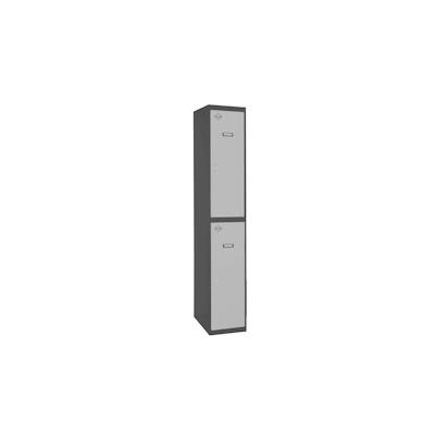 PROREGAL Spind AMEGO | HxBxT 180x30x50cm | 2 Abteile | Grundmodul | Anthrazit-Grau | Schließfach Garderobe Image