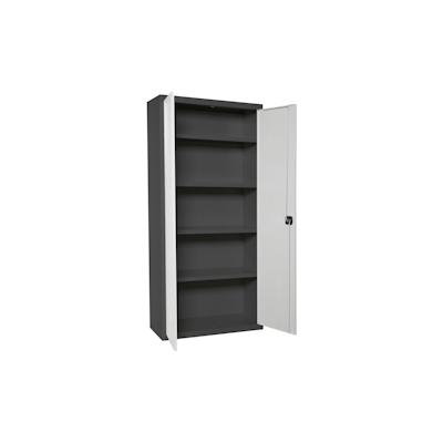 PROREGAL Stahlschrank AMEGO | HxBxT 180x60x40cm | 4x Fachboden | Weiß-Anthrazit | Metallschrank Flügeltürenschrank Image