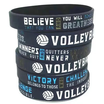 3pcs volleyball believe you can victory winner never quit never give up rubber bracelet silicone wristband
