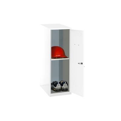 PROREGAL Schließfachschrank AMEGO | HxBxT 91,5x40x50cm | 1x Fachboden | Ohne Standfüße | Weiß-Weiß | Spind Schließfach Garderobe Image