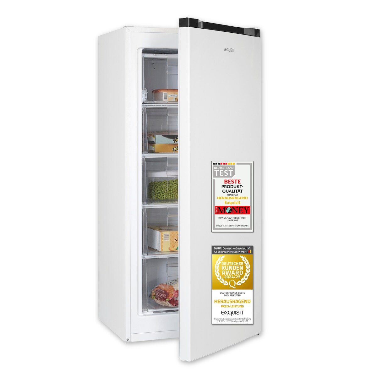 Exquisit Gefrierschrank, 145 Liter, Standgerät, 4-Sterne-Gefrieren, -18 °C, Gefrierschubladen, leise, GS5145-050C weiss Image