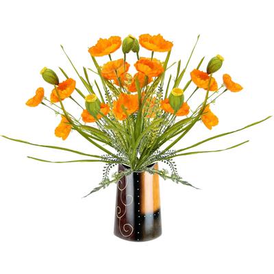 Kunstblume I.GE.A. "Mohnblumenbusch in Vase aus Keramik", orange, B:26cm H:47cm L:14cm, Polyester, Kunstpflanzen, Blumen Mohnblume Mohn Mohnbusch Bouquet Strauß Seidenblumenstrauß Image