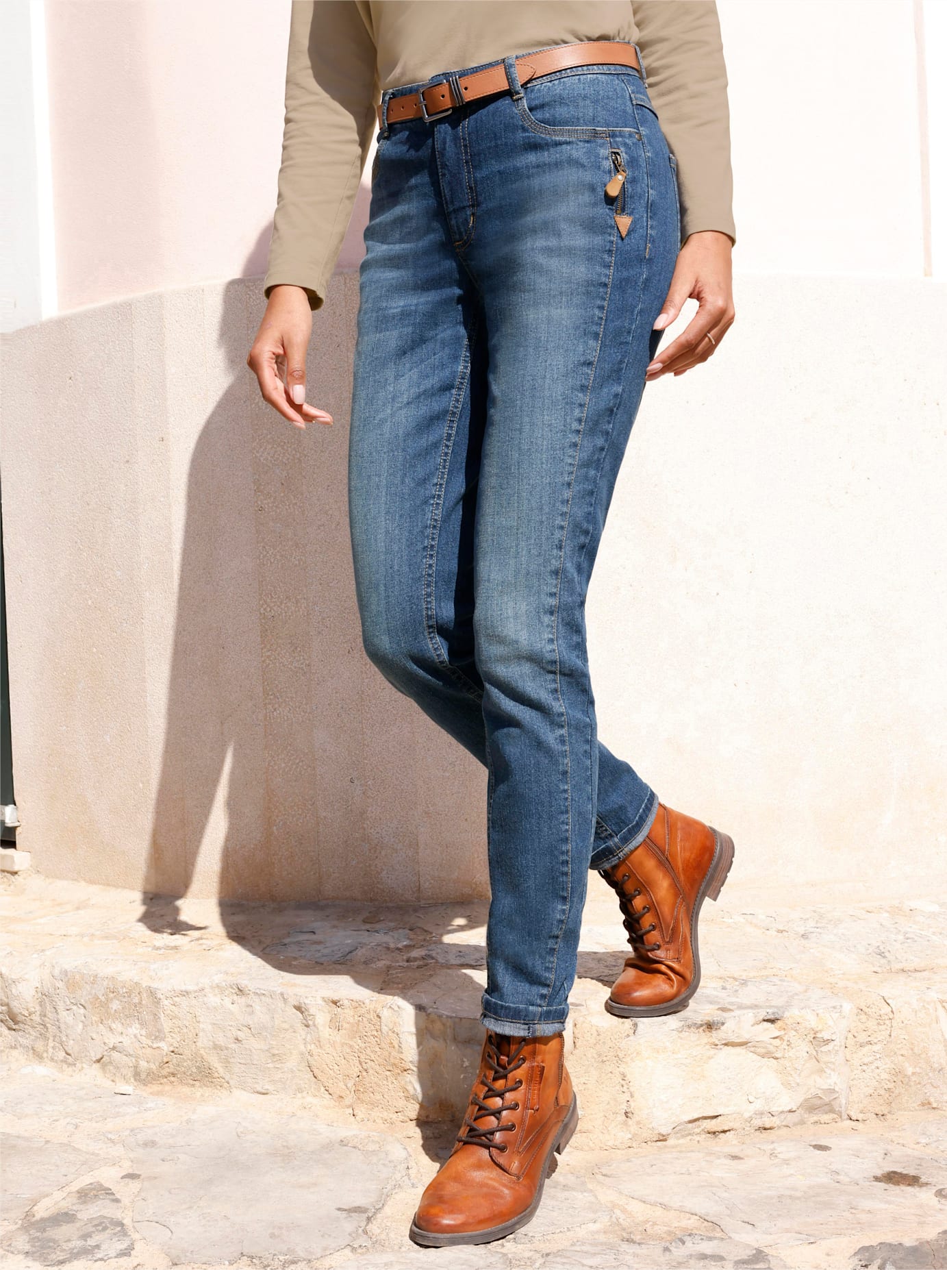 5-Pocket-Jeans CASUAL LOOKS, Damen, Gr. 24, Kurzgrößen, blau (blau, stone, washed), 99% Baumwolle, 1% Elasthan, unifarben, lang, Jeans 5-Pocket-Jeans