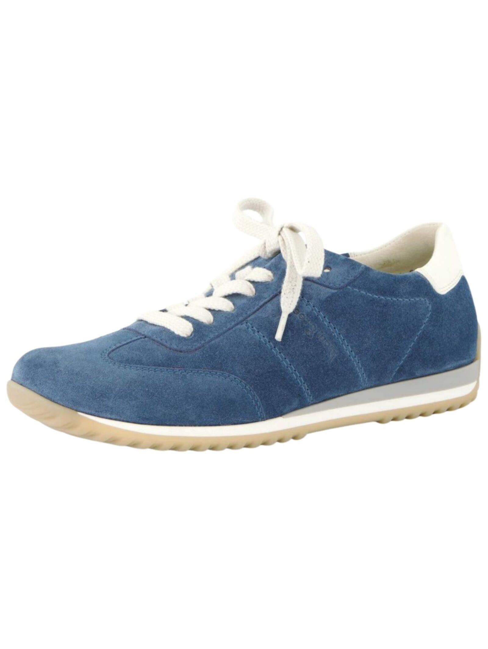 Sneaker PAUL GREEN "Paul Green Sneaker Veloursleder", Damen, Gr. 39, blau, beige, Veloursleder, Schuhe Sneaker
