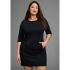 Jerseykleid LAURA SCOTT CURVE, Damen, Gr. 54, N-Gr, schwarz, Jersey, Obermaterial: 65% Viskose, 30% Polyamid, 5% Polyester, unifarben, Basic, A-Linie kniefrei, Rundhals, 3/4-Ärmel, Kleider, mit 3/4-Ärmeln aus schmeichelnder Milano Rippe - GROSSE GRÖSSE