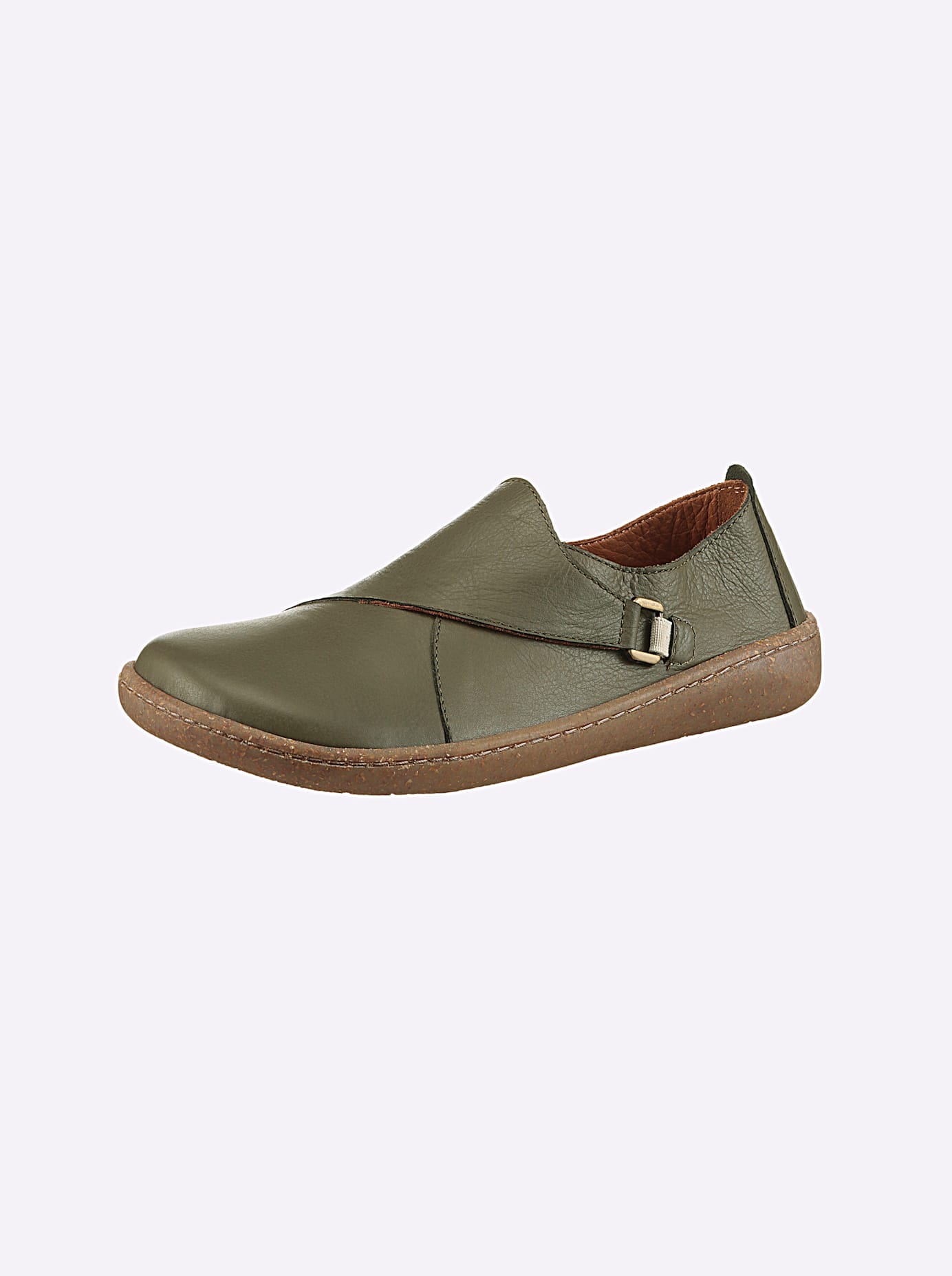 Slipper GEMINI, Damen, Gr. 40, grün (khaki), Glattleder, Schuhe Slipper