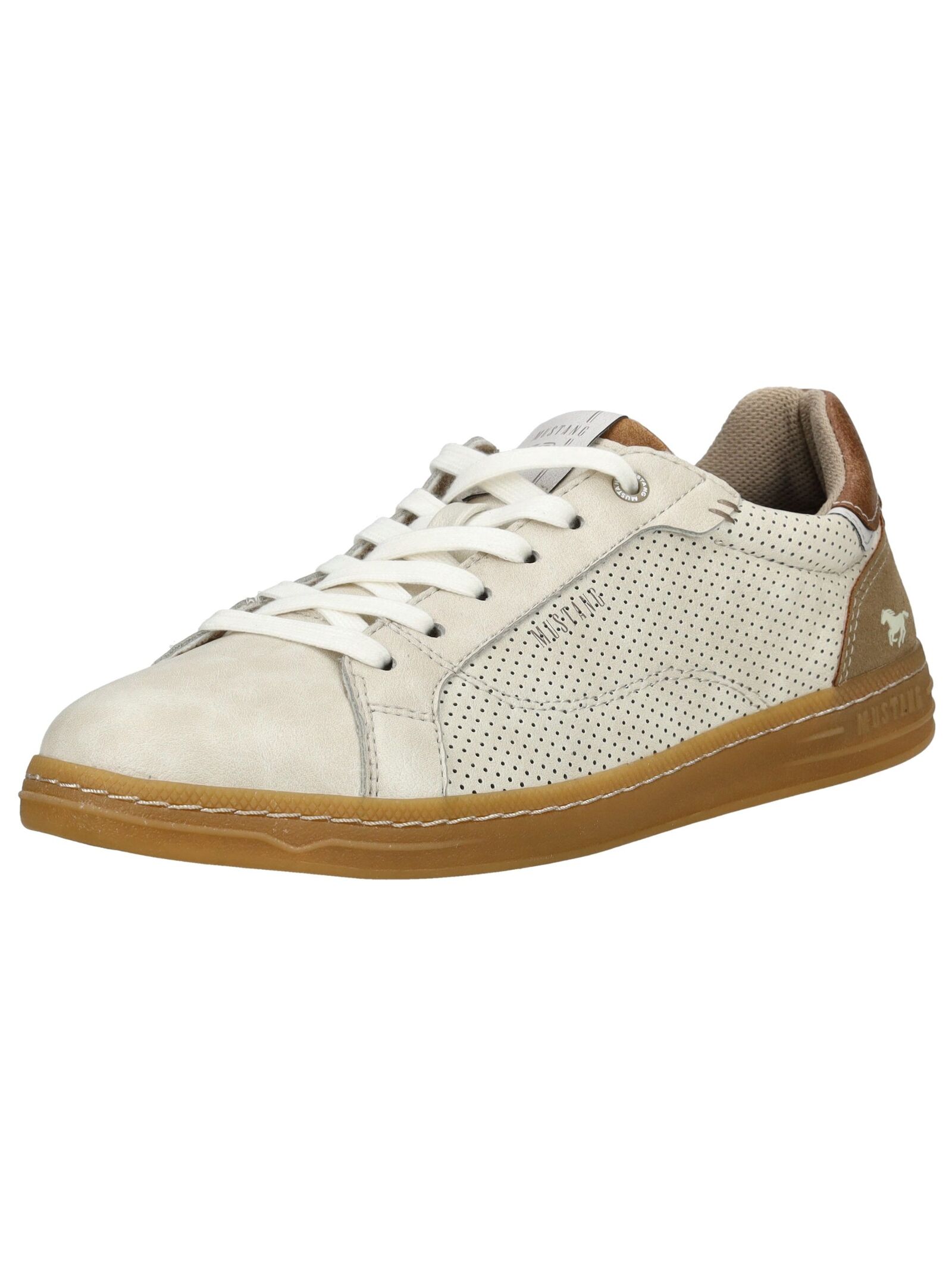 Sneaker MUSTANG SHOES "Mustang Shoes Sneaker Lederimitat", Herren, Gr. 42, beige (ivory), Lederimitat, Casual, Schuhe