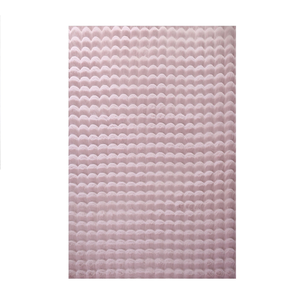 Carpetsale24 Teppich Läufer 80x150 cm Rosa, Flauschiger Kunstfell Teppich in Felloptik mit Bubble-Design, Super Weich, Plüschig für Wohnzimmer Image