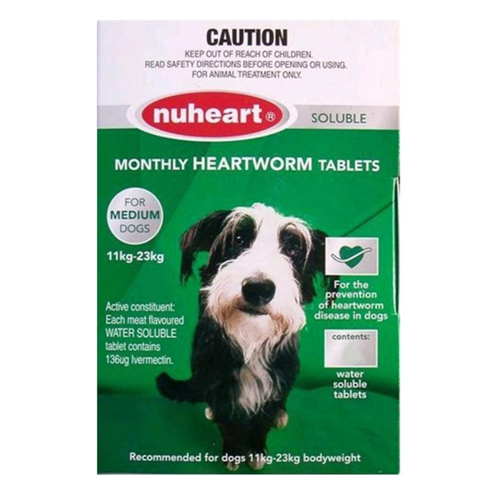 Nuheart - Generic Heartgard Medium Dogs 26-50lbs (Green) 6 Tablets