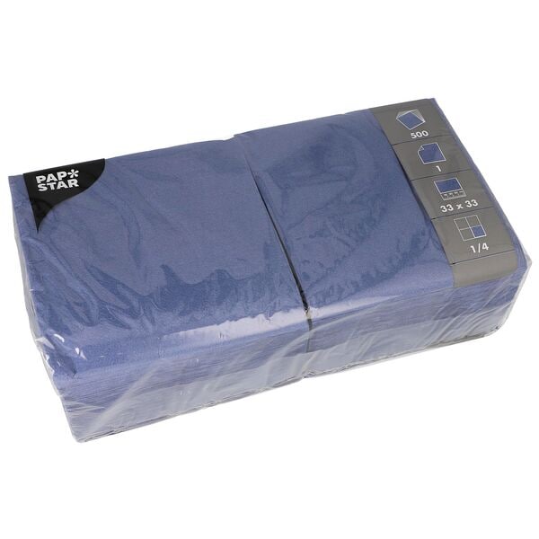 Papstar Papierservietten farbig uni 1-lagig 500 Stück blau, 33x33 cm Image