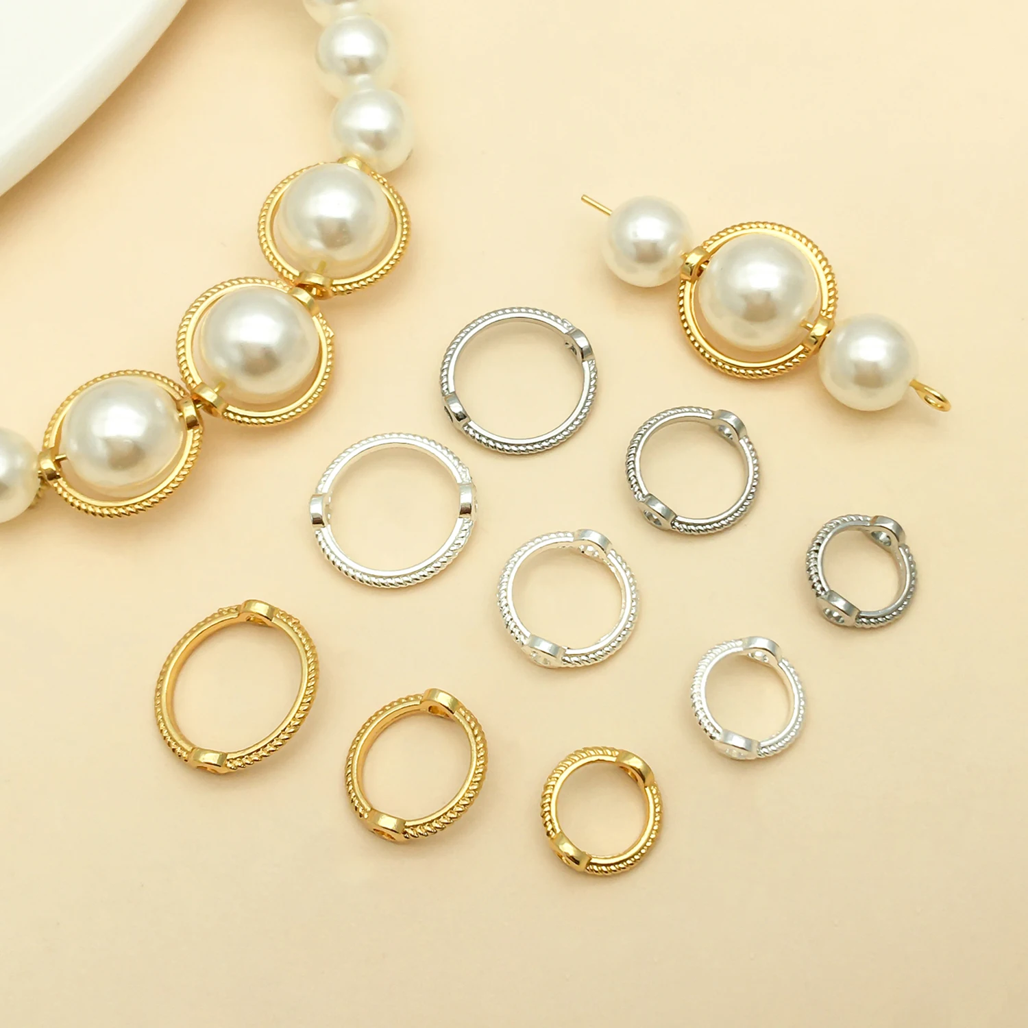 10/20/30 Stück Überzug 18 Karat Gold 8/10/12 mm Mix Vintage Perlen Ring Spacer Perlen Kappe DIY Armband Perlen für Schmuckherstellung Zubehör Image