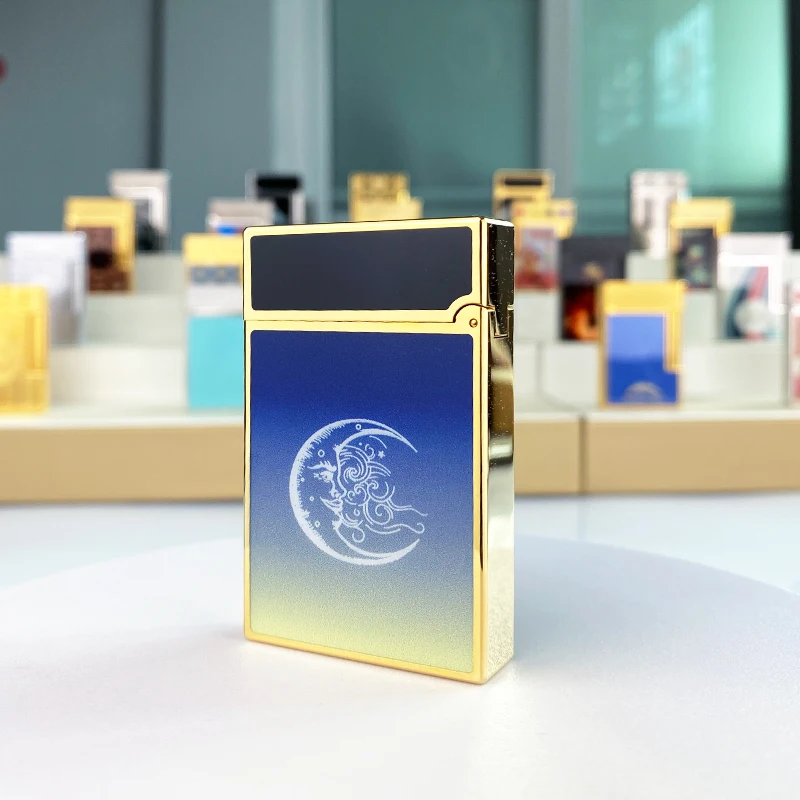 Langsheng Feuerzeug, reines Kupfer, individuelles Geschenk für Freund, hochwertige Stahl-Sound-Schleifscheibe, echtes, aufblasbares Vintage-Licht Image