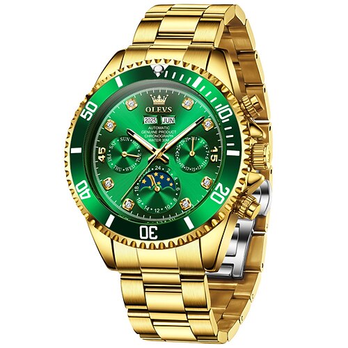 Olevs 6729 Herrenuhren Luxus Original vollautomatische mechanische Armbanduhr Kalenderwoche wasserdichte Leuchtuhren Image