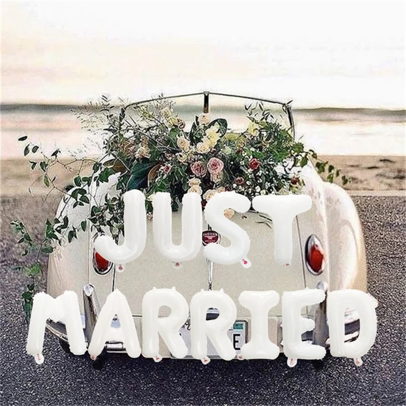 1 Beutel 16 Zoll Just Married Folienballon Banner Bachelorette Junggesellinnenabschied Party Brautparty Verlobungsfeier Hochzeitsdekorationen Image
