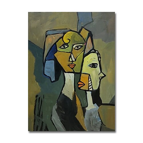 handgefertigtes Ölgemälde auf Leinwand, Wandkunst, Dekoration, abstrakte Figuren im Picasso-Stil für die Inneneinrichtung, gespannter Rahmen, hängendes Gemälde/gerolltes rahmenloses, ungedehntes Image