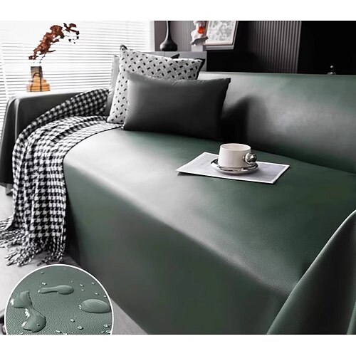 Luxuriöse kratzfeste Kunstleder-Sofabezug haresistente Vollabdeckung einteiliger All-Wetter Sofatäschchen Image