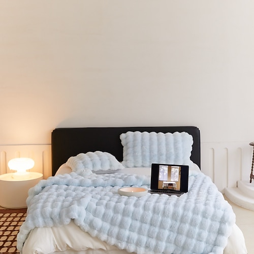 Toskana-Decke aus Kunstkaninchenfell, doppelseitiger dicker Plüschüberwurf, gemütliche Nickerchendecke fürs Büro und Sofabezug Image