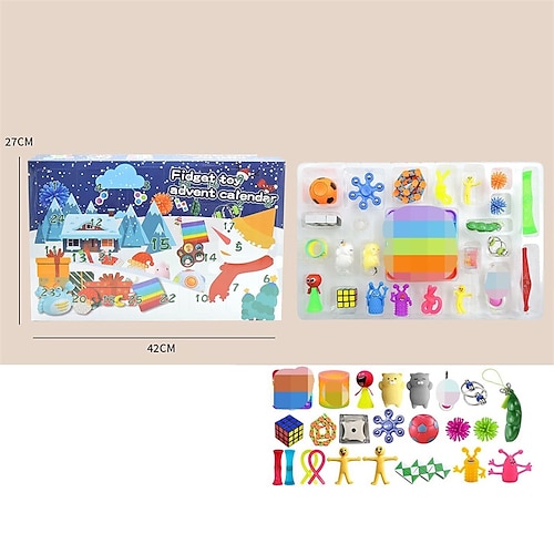 Weihnachts-Adventskalender Füllartikel Weihnachtsgeschenk für Kinder Jungen Mädchen Druckentlastung DIY Handreiß Countdown Kalender Weihnachts Spielzeuge Image