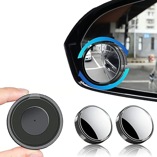 2 Stück Saugnapf-Auto-Konvexspiegel für den toten Winkel, 360 Grad verstellbarer Weitwinkel-Rückspiegel mit Saugnapf, universeller runder Zusatzspiegel für mehr Fahr- und Parksicherheit