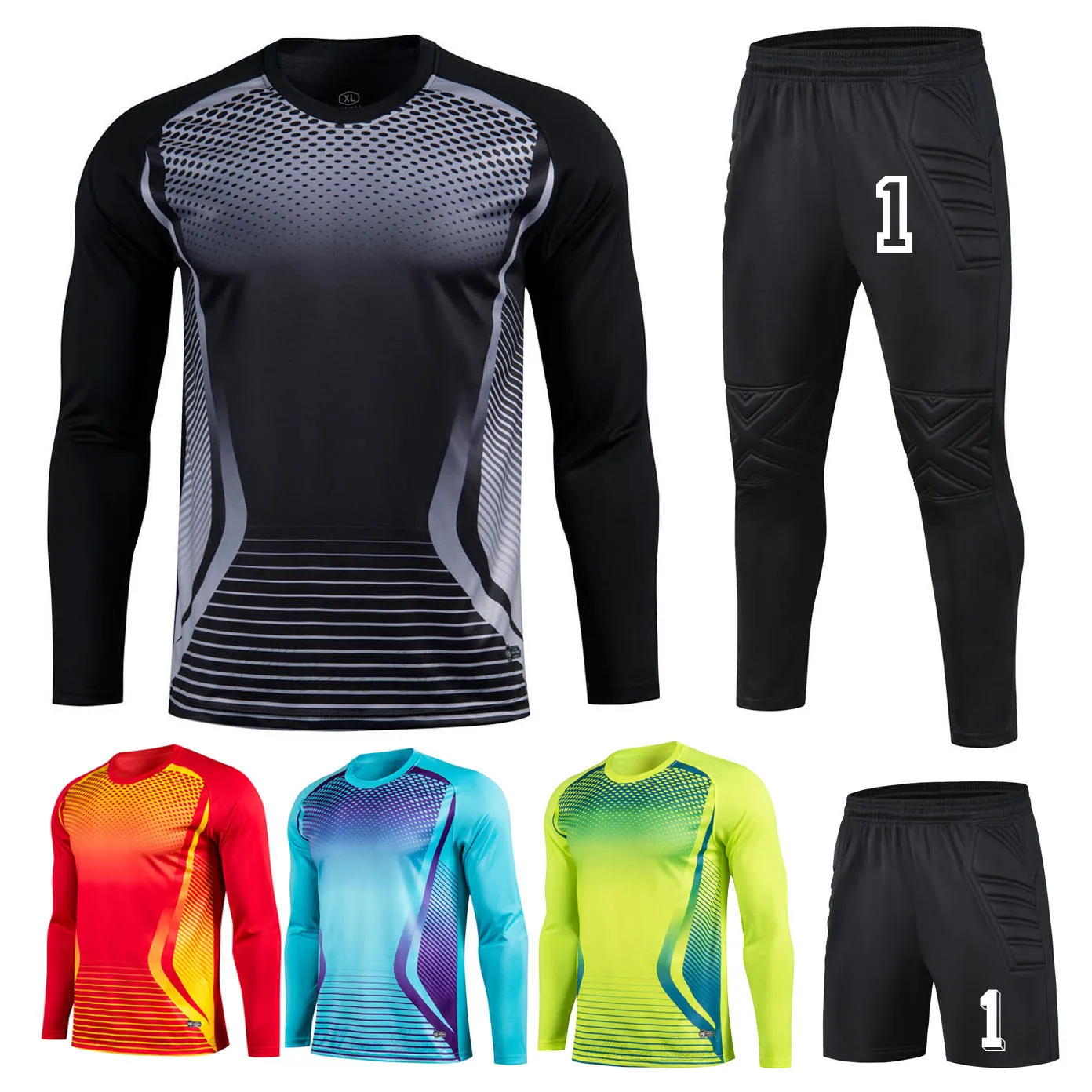 Uniforme de gardien de but de football pour hommes, maillots et shorts de gardien de but de football pour adultes, vêtements de football pour femmes, shorts de football, kits sportifs bleus