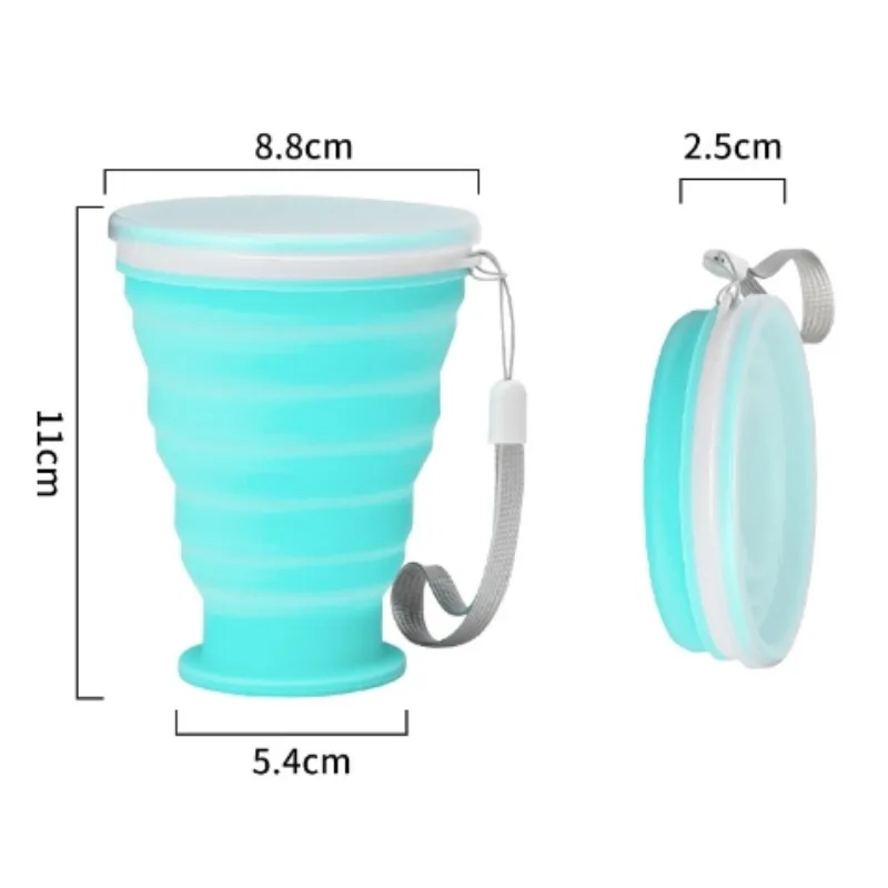 300 ml Silikon-Klappbecher – auslaufsicherer tragbarer Reisebecher mit Karabiner für Camping/Sport/Kaffee, zusammenklappbare Teewasserflasche Image