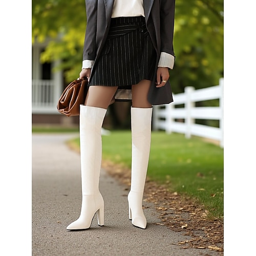 Overknee-Stiefel für Damen mit Slouch-Design und Blockabsatz, urbaner Casual-Style für jeden Tag, perfekt für Damen-City-Streetwear und entspannte Outfits Image