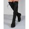 Schwarze Overknee-Schnürstiefel für Damen mit seitlichem Reißverschluss und Profilsohle – trendiges Gothic- und Winter-Casual-Schuhwerk für Partys und Streetwear