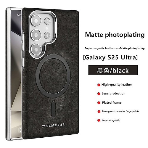 Handy Hülle Handyhüllen Für Samsung Galaxy S26 Ultra Plus S25 Ultra Plus S24 Ultra Plus S23 Ultra Rückseite Unterstützt kabelloses Laden Stoßfest Retro TPU PU-Leder Image