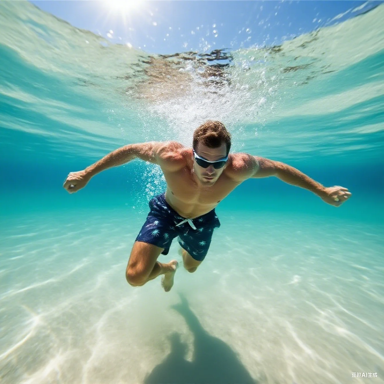 Sommerliche hawaiianische Strandshorts, lässiger Farbverlaufsdruck, sportliche, schnell trocknende Unterwäsche, Eisshorts, Badeanzug Image