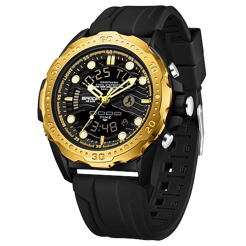 Sanda original sport männer armbanduhr wasserdicht led quarz mann uhr woche datum silikon military herren digitale uhren Image