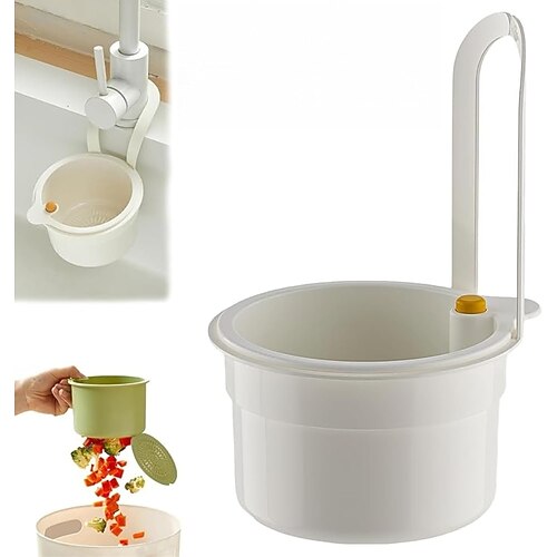 Ein-Knopf-Öffnung und Schließung hängendes Eckregal für die Spüle, Mehrzweck-Halter für Gemüse-/Geschirrspüler, geeignet für Küche, Obst Gemüseaufbewahrung und Suppensieb Image