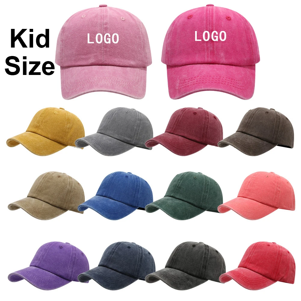 Benutzerdefinierte gewaschene Baseballmütze Kinder lässige Sportmütze Kinder Jungen und Mädchen Stickerei Logo Baseballmütze Trucker Cap Gorros Image