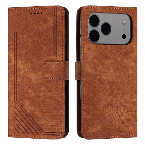 Handy Hülle Handyhüllen Für iPhone 17 Air 16 15 14 Pro Max Plus 16e 13 Pro Max Mini Rückseite Mit Handgelenkschlaufe Ständer Kartenfach Retro TPU PU-Leder Image