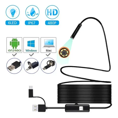 Mini Endoscope Inspection Camera 3 in 1 Micro USB/Type-C 5.5/ 7mm Inspection Camera for IOS iphone Waterproof Pipeline Borescope