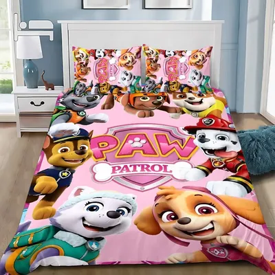 Cute Duvet Cover Pillowcase Bedding Set P-PatrolS Adult Boy Girl Bedroom Decoration Children Cartoon P-PAWS Single Double Size