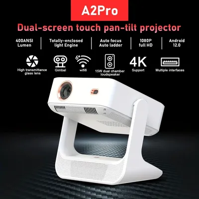 A2 Pro Projector Android 12 Smart Projector Convenient Native 1080P Home Theater Comes with 8-inch touch screen Autofocus Auto