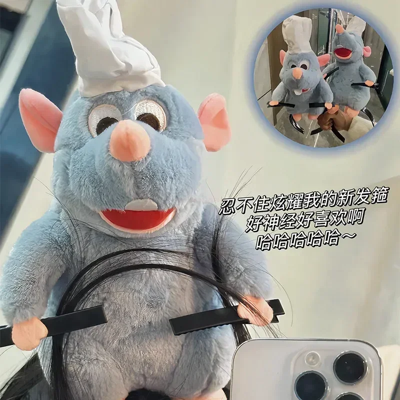 Disney Ratatouille Haarband Neue Cartoon Plüsch Puppe Stirnband Französisch Breitkrempige Haarnadel Foto Kopfschmuck Kreativität Mädchen Geschenke Image