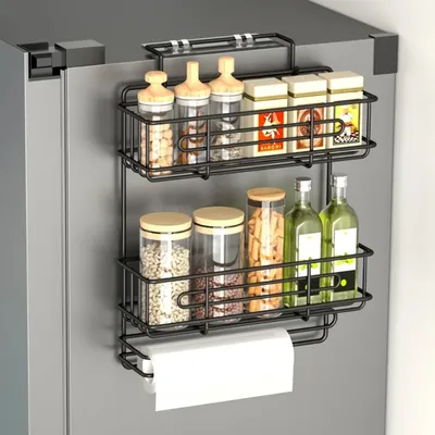 Kitchen Fridge Shelf Kitchen Refrigerator Side Shelf Spice Storage Rack Space Saving Magnetic Shelves for Side of Refrigerator
