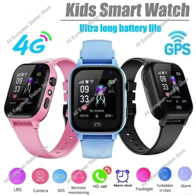 Kinder 4G Smart Watch SOS GPS Standort Videoanruf Sim Karte SmartWatch Kamera mit Licht Touchscreen Wasserdichte Uhr für Kinder